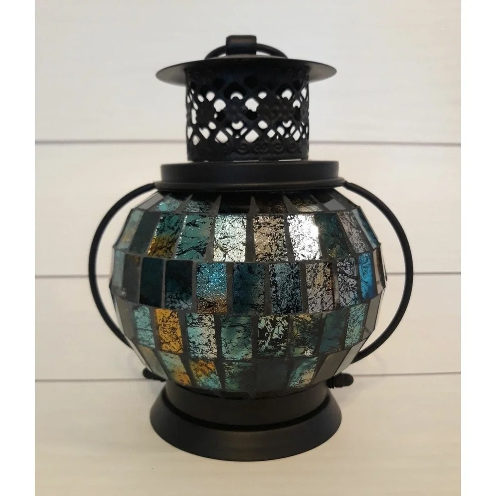 Mosaic Tea Light Candle Coastal Blues Lantern Pier One Imports